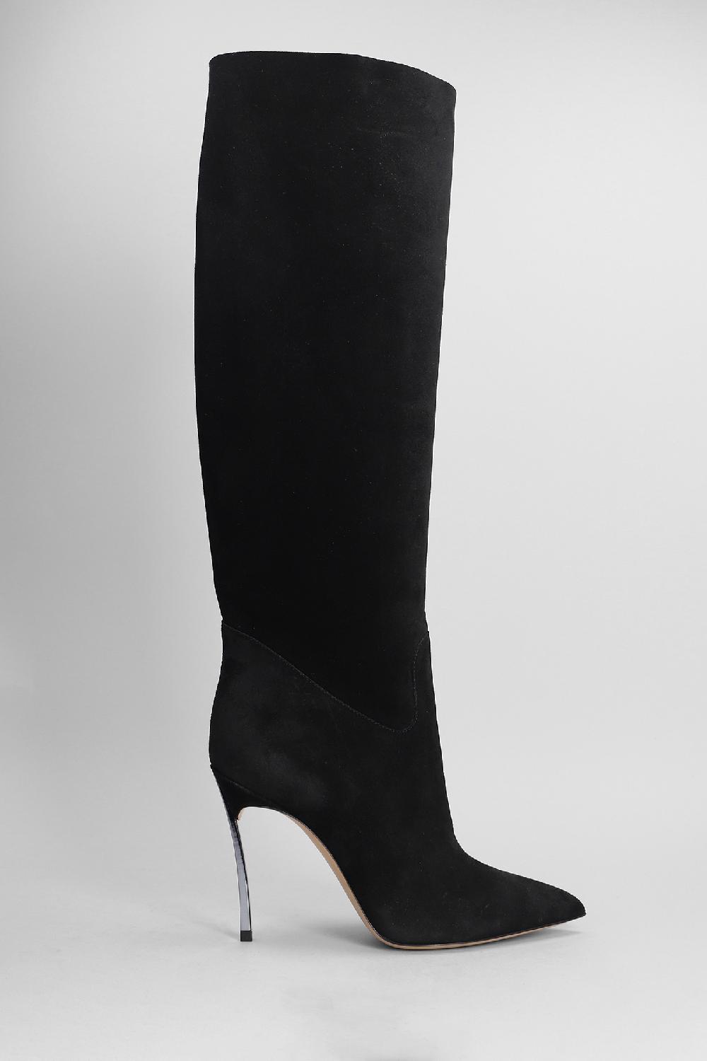 Deliberti Casadei Stivali tacco alto blade in camoscio nero cod. 403394 - Deliberti The Luxury Shopping