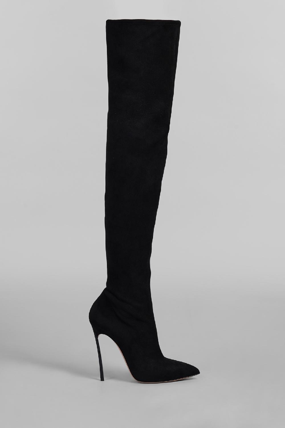 Deliberti Casadei Stivali tacco alto blade in camoscio nero cod. 403393 - Deliberti The Luxury Shopping