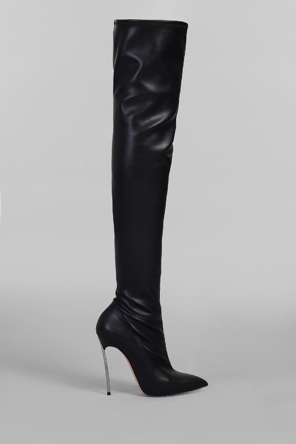 Deliberti Casadei Stivali tacco alto blade in pelle nera cod. 403392 - Deliberti The Luxury Shopping