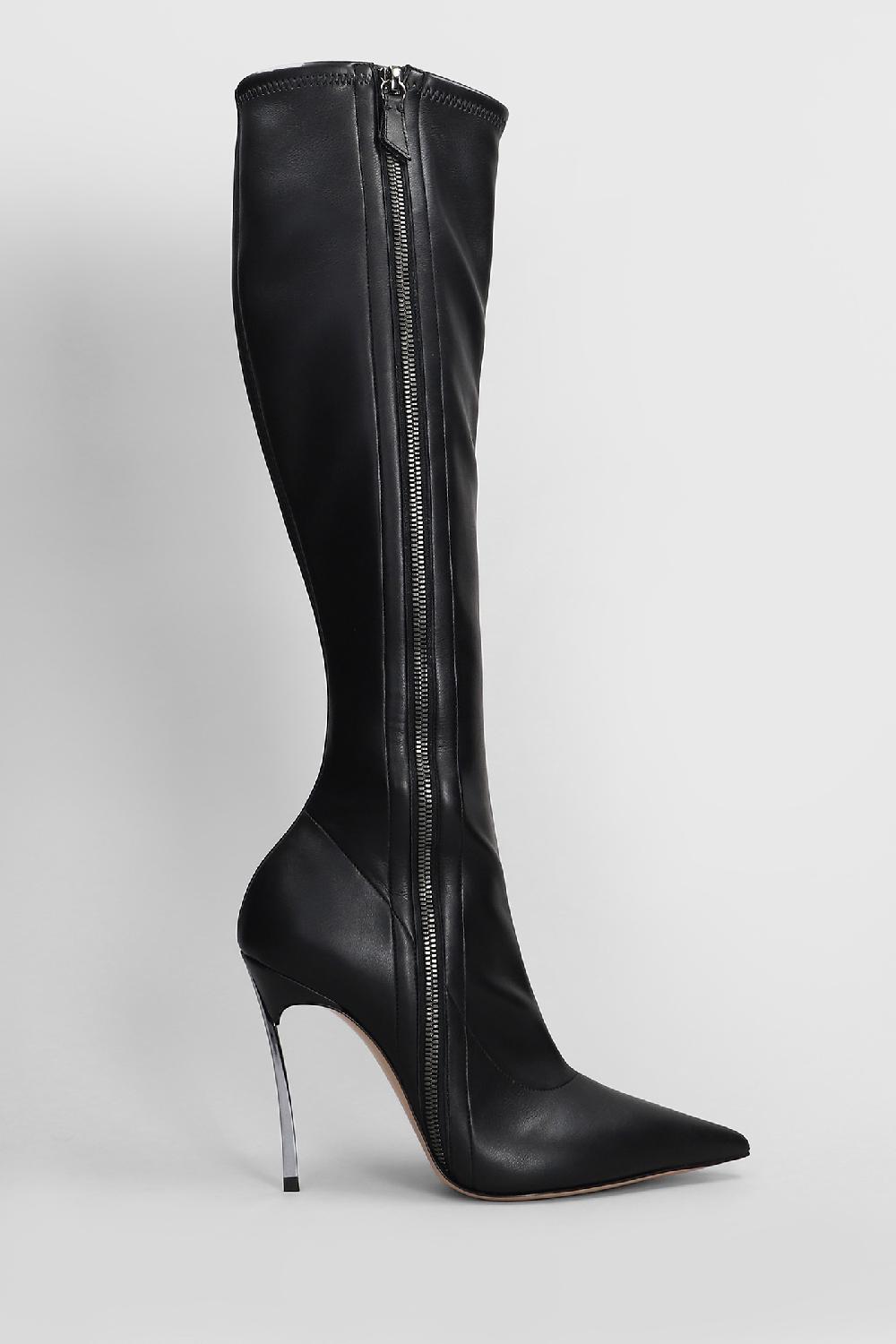 Deliberti Casadei Stivali tacco alto superblade in pelle nera cod. 408623 - Deliberti The Luxury Shopping