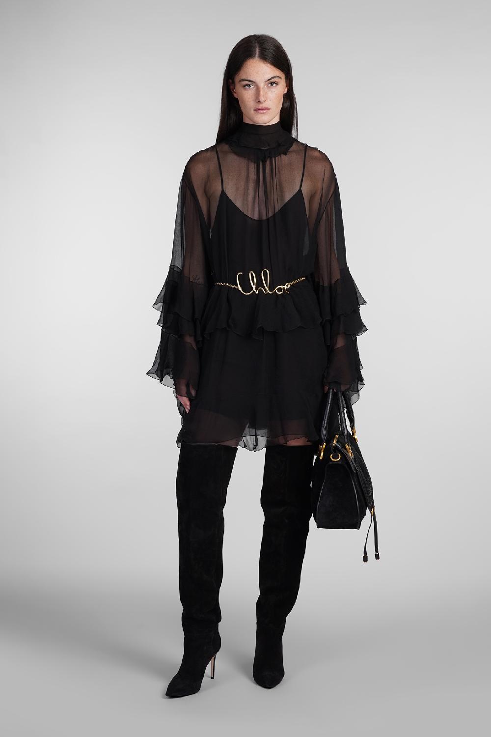 Deliberti Chloé Abito In Seta Nera Cod. 404201 - Deliberti The Luxury Shopping