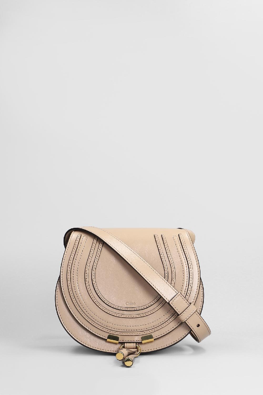Deliberti Chloé Borsa a spalla marcie in pelle beige cod. 406266 - Deliberti The Luxury Shopping