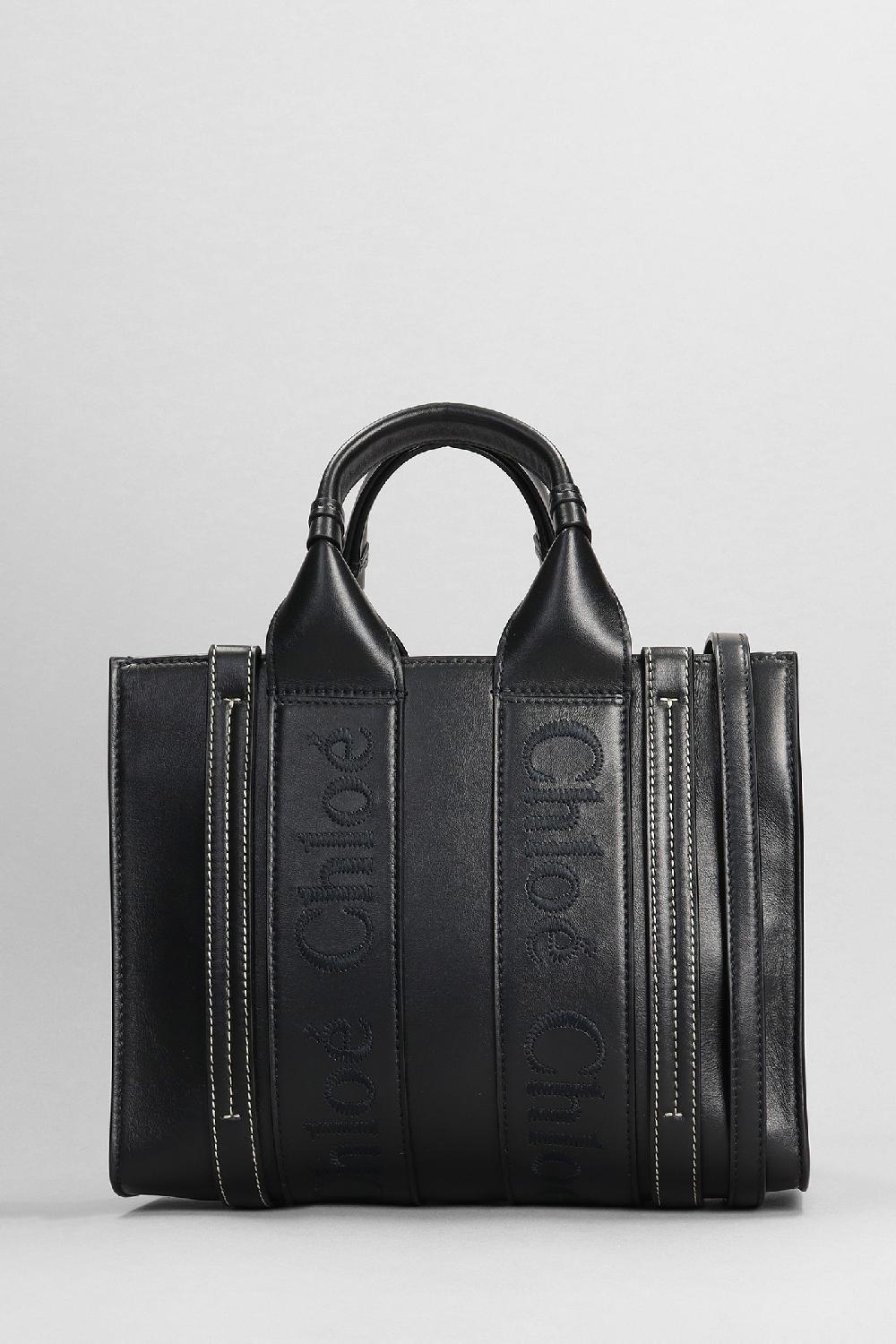 Deliberti Chloé Tote small tote with stra in pelle nera cod. 382565 - Deliberti The Luxury Shopping