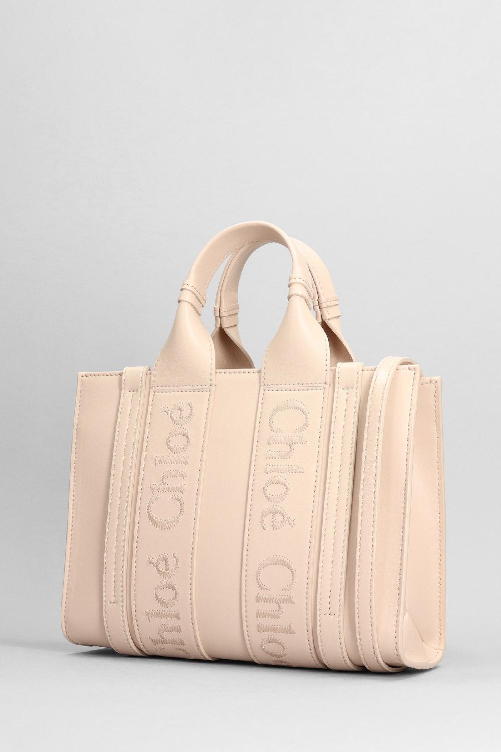 Deliberti Chloé Tote Small Tote With Stra In Pelle Rosa Cod. 382566 - Deliberti The Luxury Shopping