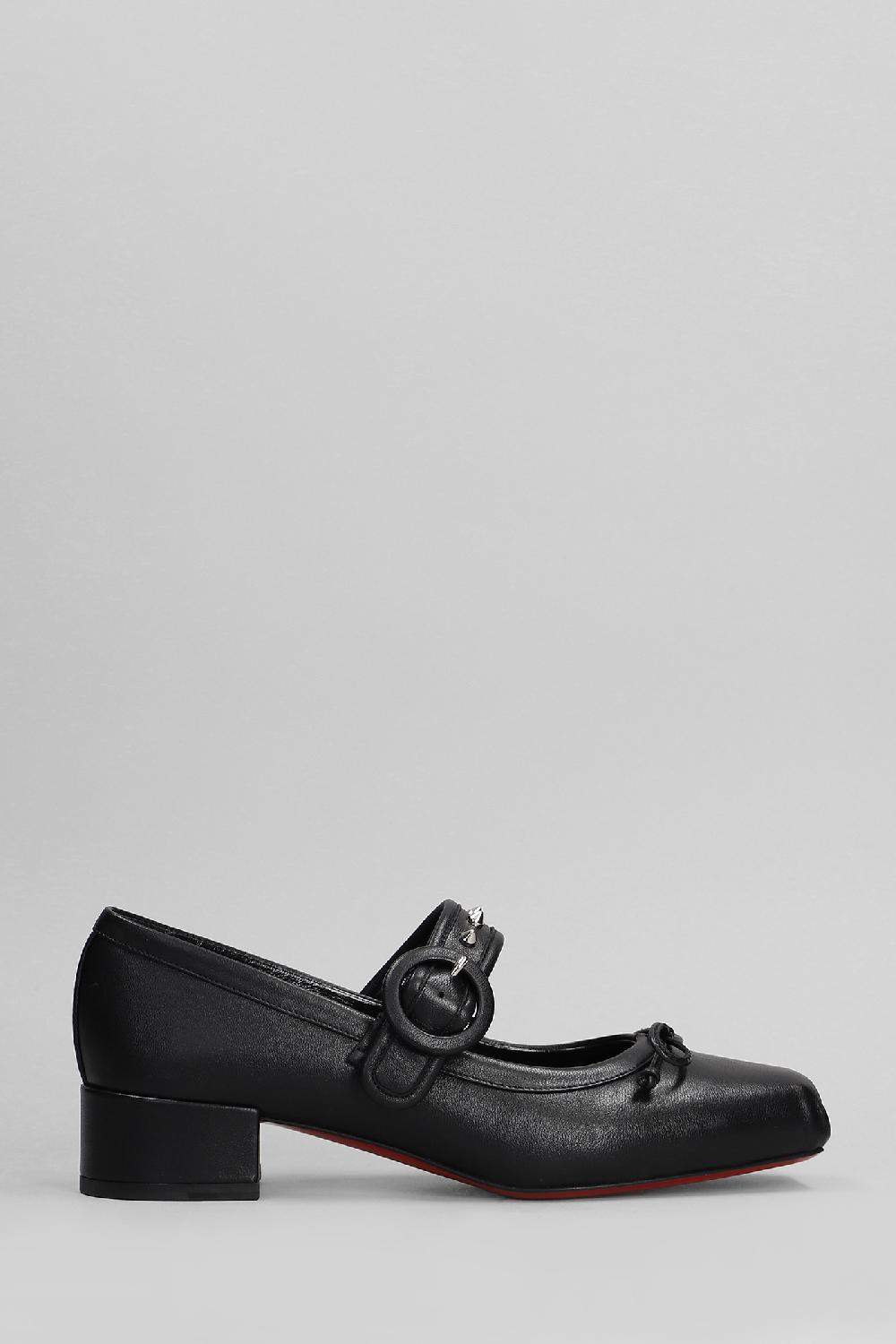 Deliberti Christian Louboutin Ballerine mamastrapita spike30 in pelle nera cod. 410178 - Deliberti The Luxury Shopping