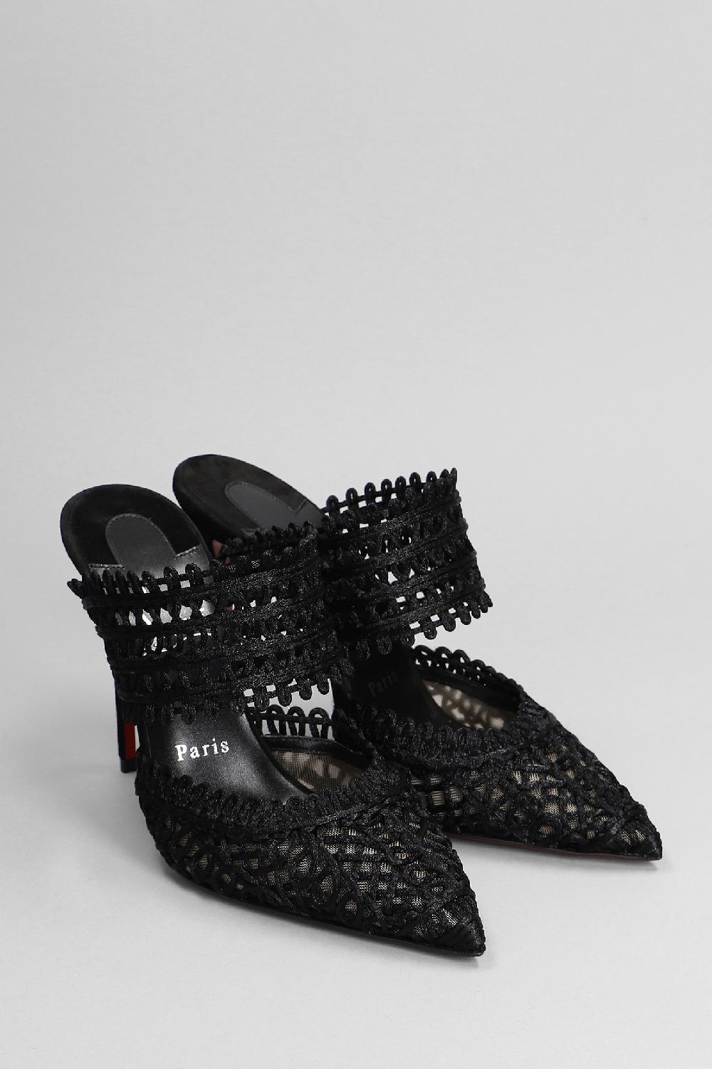 Deliberti Christian Louboutin Slipper-mule Deia In Macramè Nero Cod. 381008 - Deliberti The Luxury Shopping