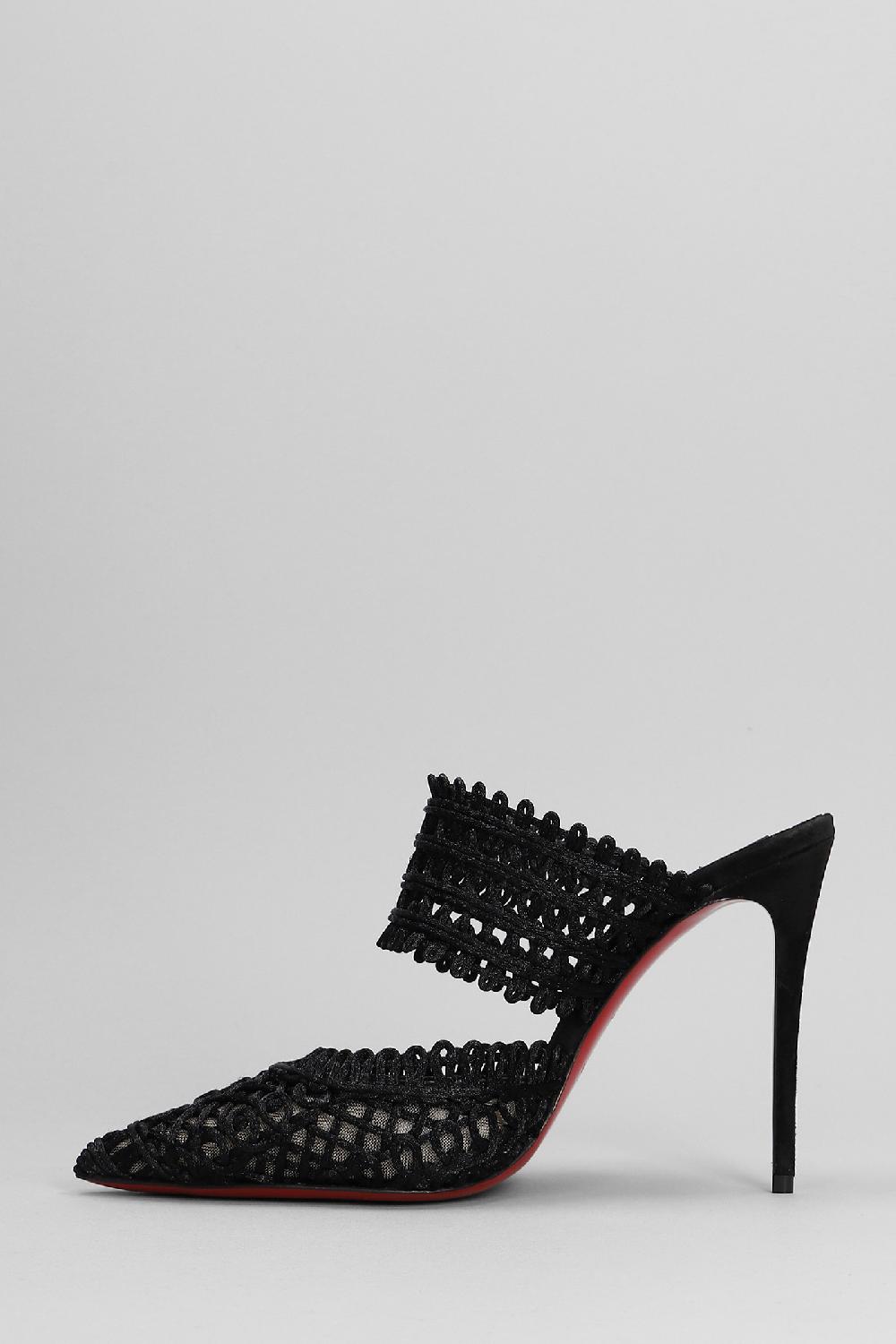 Deliberti Christian Louboutin Slipper-mule Deia In Macramè Nero Cod. 381008 - Deliberti The Luxury Shopping