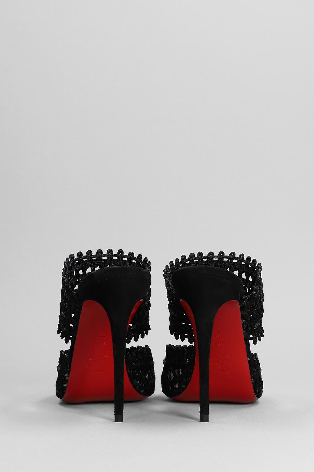 Deliberti Christian Louboutin Slipper-mule Deia In Macramè Nero Cod. 381008 - Deliberti The Luxury Shopping