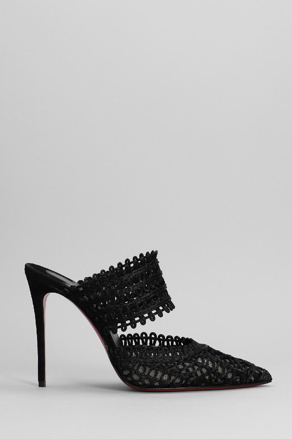 Deliberti Christian Louboutin Slipper-mule deia in macramè nero cod. 381008 - Deliberti The Luxury Shopping