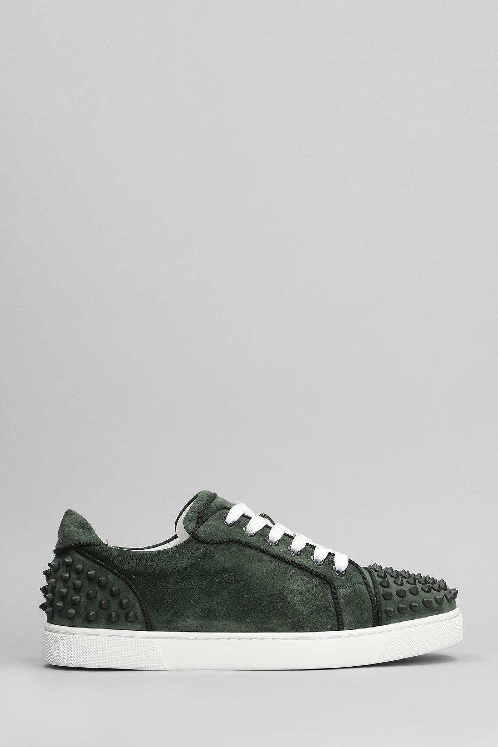 Deliberti Christian Louboutin Sneakers vieira 2 orlato in camoscio verde cod. 410173 - Deliberti The Luxury Shopping
