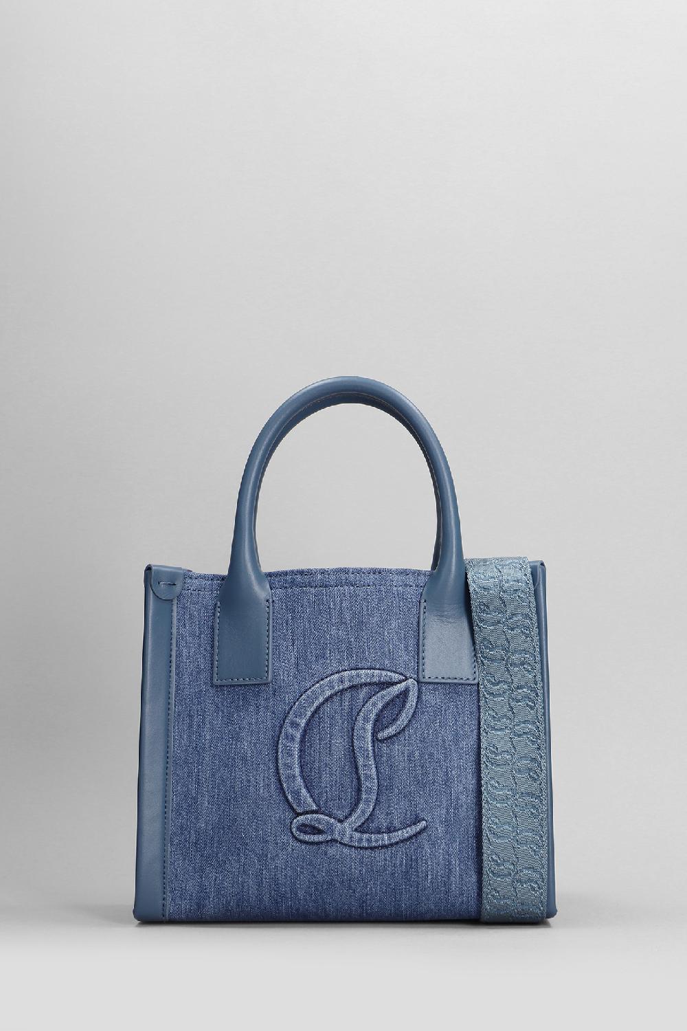 Deliberti Christian Louboutin Tote by my side mini in cotone blu cod. 410185 - Deliberti The Luxury Shopping