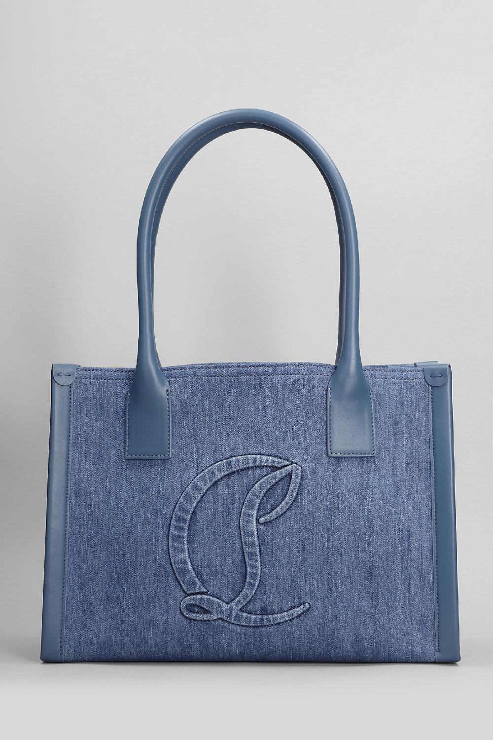 Deliberti Christian Louboutin Tote by my side small in cotone blu cod. 410184 - Deliberti The Luxury Shopping