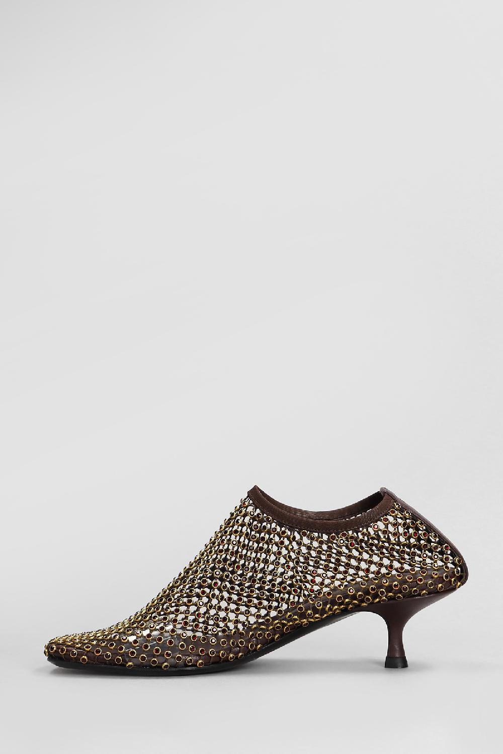 Deliberti Christopher Esber Tronchetti Tacco Basso Minette Crystal Micr In Nylon Marrone Cod. 408651 - Deliberti The Luxury Shopping