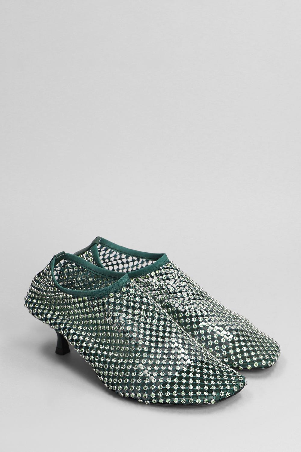 Deliberti Christopher Esber Tronchetti Tacco Basso Minette Crystal In Nylon Verde Cod. 402494 - Deliberti The Luxury Shopping