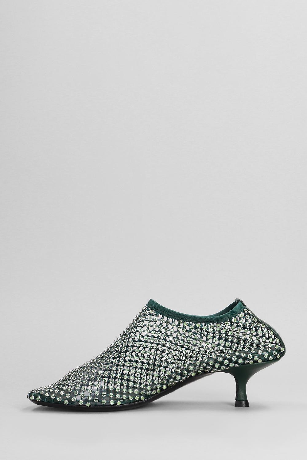 Deliberti Christopher Esber Tronchetti Tacco Basso Minette Crystal In Nylon Verde Cod. 402494 - Deliberti The Luxury Shopping