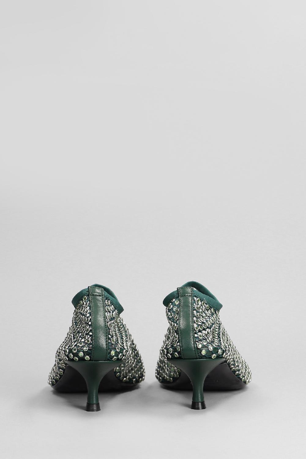 Deliberti Christopher Esber Tronchetti Tacco Basso Minette Crystal In Nylon Verde Cod. 402494 - Deliberti The Luxury Shopping