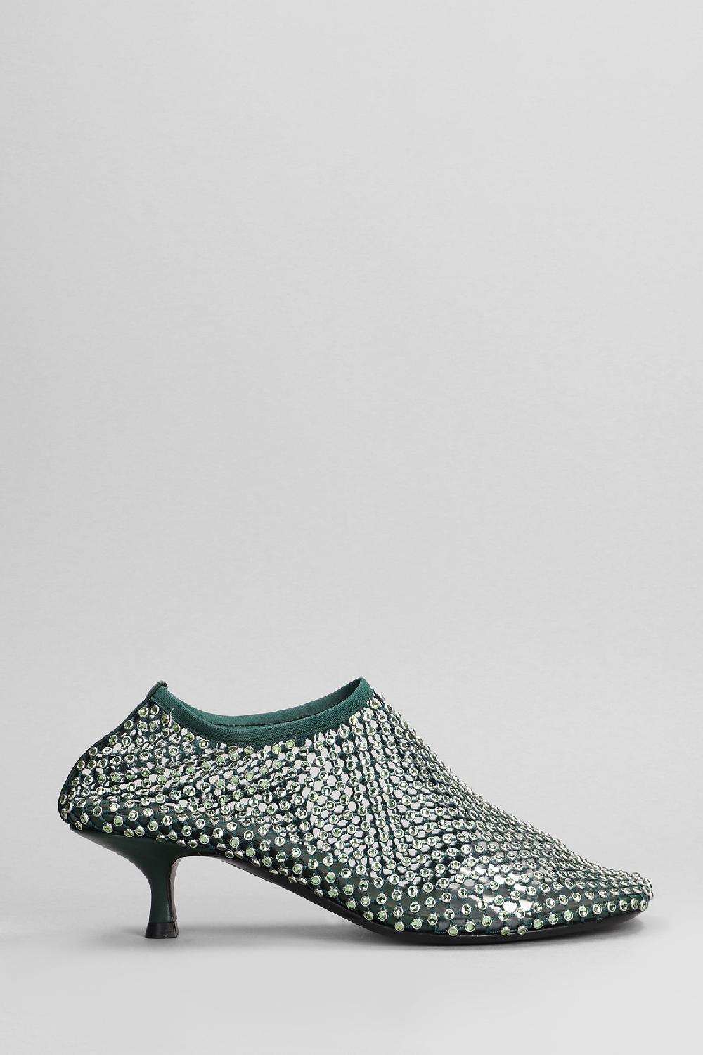 Deliberti Christopher Esber Tronchetti tacco basso minette crystal in nylon verde cod. 402494 - Deliberti The Luxury Shopping