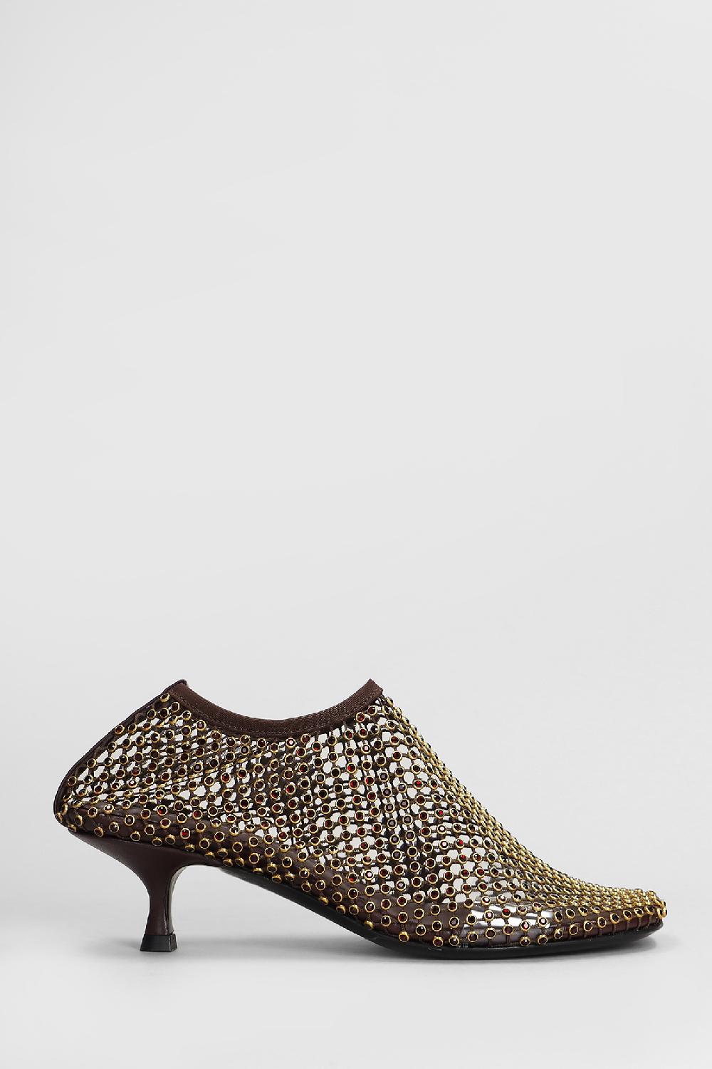 Deliberti Christopher Esber Tronchetti tacco basso minette crystal micr in nylon marrone cod. 408651 - Deliberti The Luxury Shopping