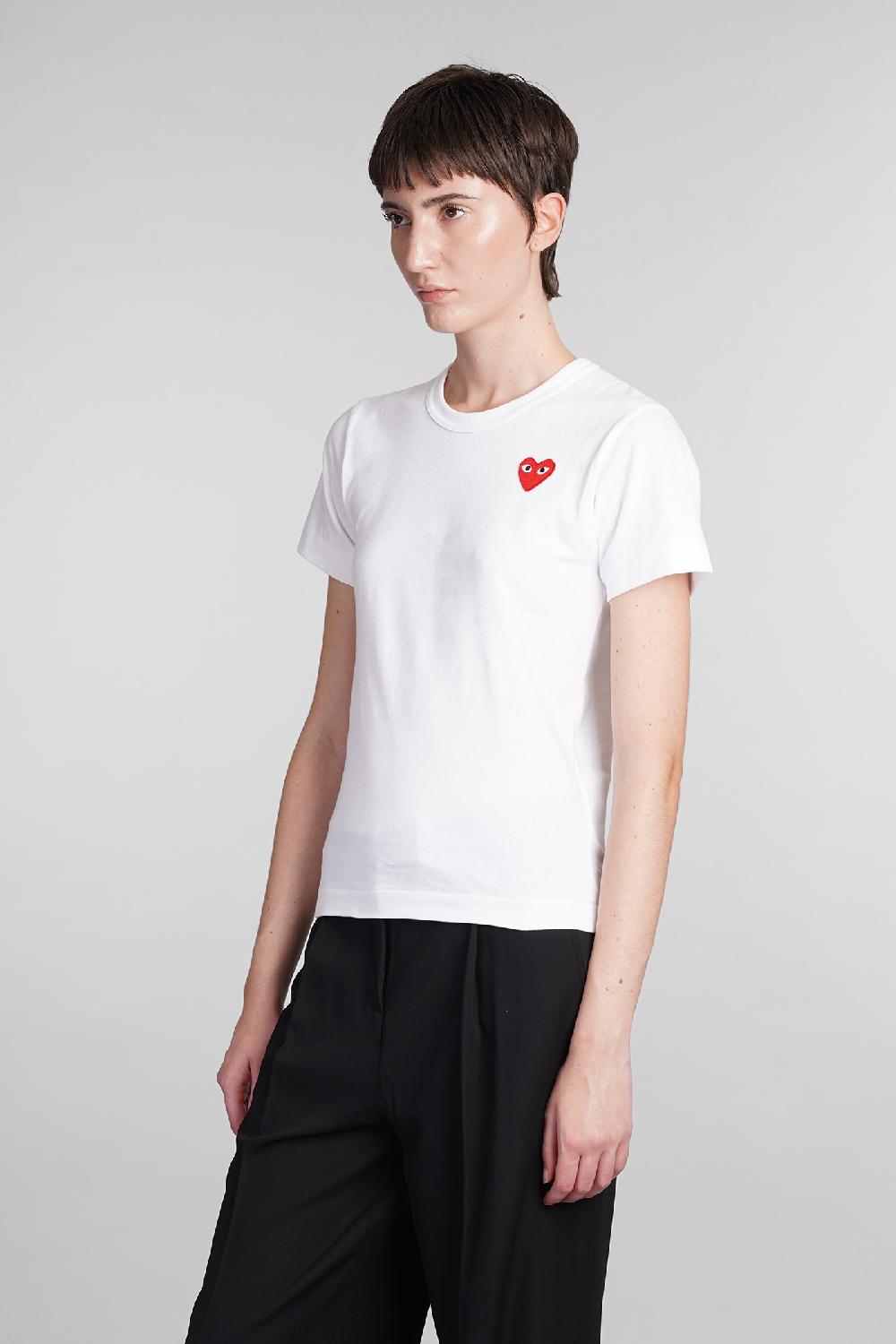 Deliberti Comme Des Garcons Play T-shirt In Cotone Bianco Cod. 407060 - Deliberti The Luxury Shopping