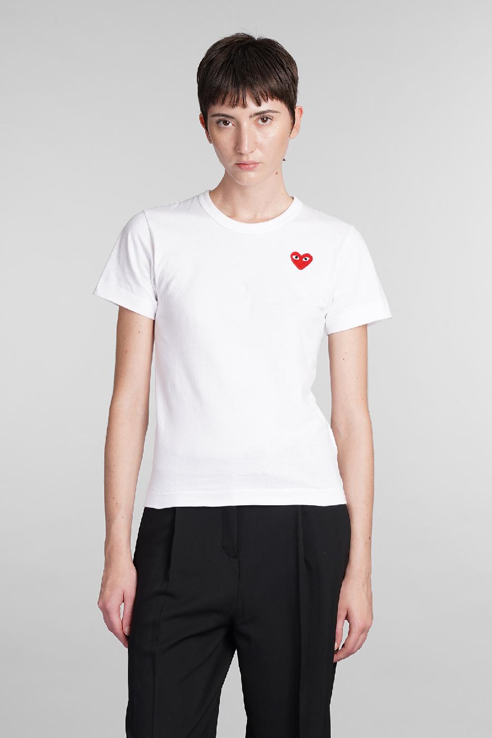 Deliberti Comme des Garcons Play T-shirt in cotone bianco cod. 407060 - Deliberti The Luxury Shopping