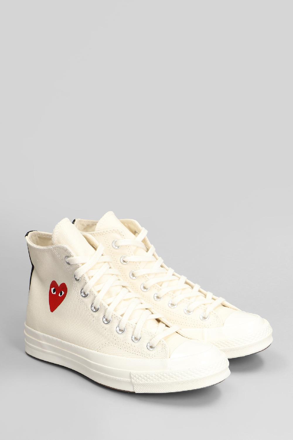 Deliberti Converse X COMME Des GARÇONS PLAY Sneakers Chuck 70 Cdg High In Cotone Beige Cod. 410140 - Deliberti The Luxury Shopping