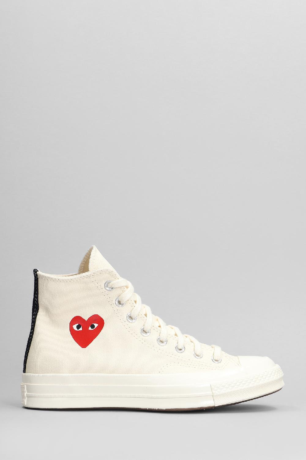 Deliberti Converse x COMME des GARÇONS PLAY Sneakers chuck 70 cdg high in cotone beige cod. 410140 - Deliberti The Luxury Shopping