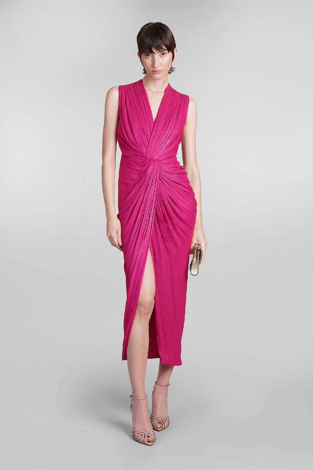 Deliberti Costarellos Abito Franca In Poliestere Fucsia Cod. 401966 - Deliberti The Luxury Shopping