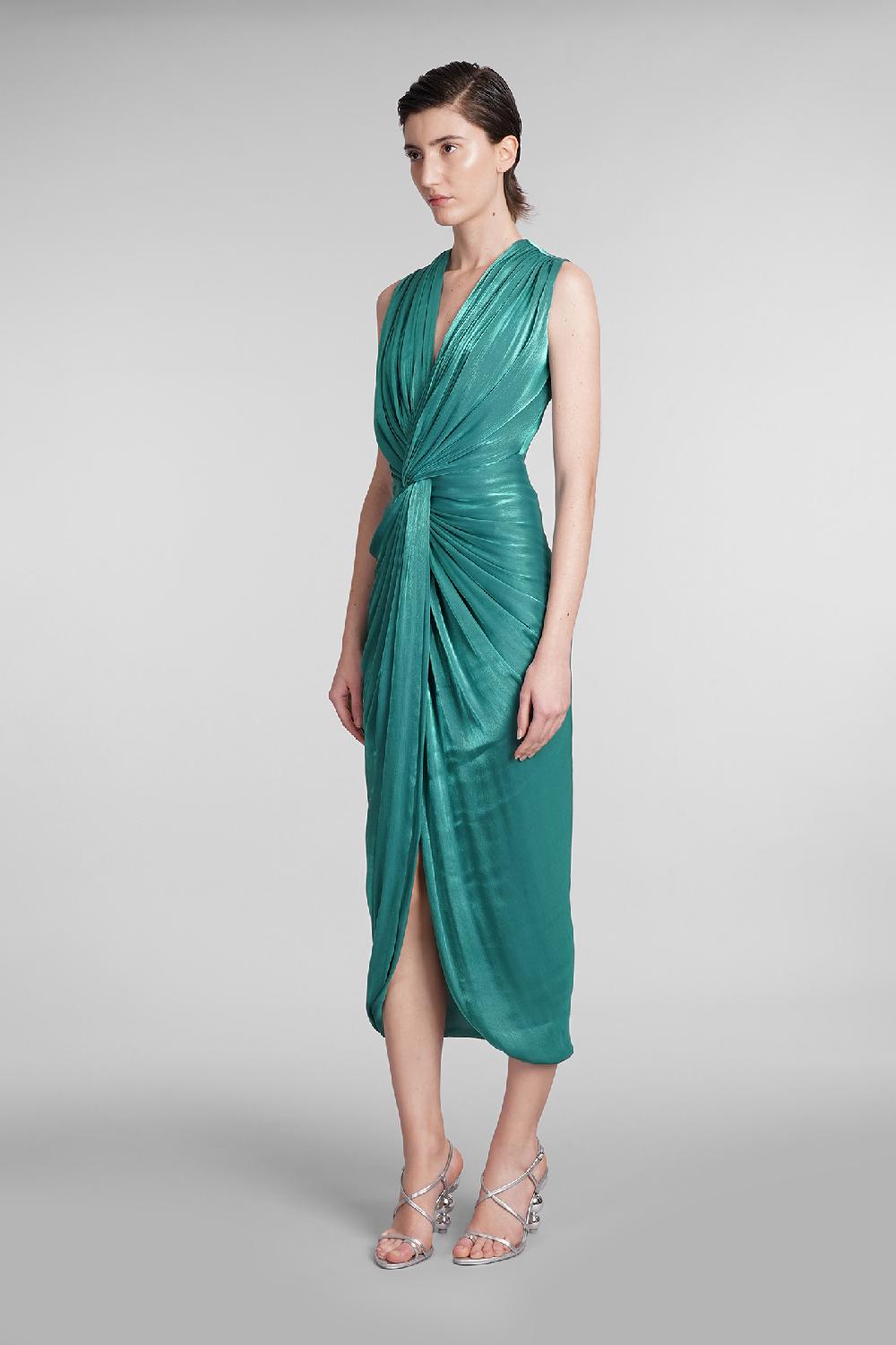 Deliberti Costarellos Abito Franca In Poliestere Verde Cod. 399503 - Deliberti The Luxury Shopping