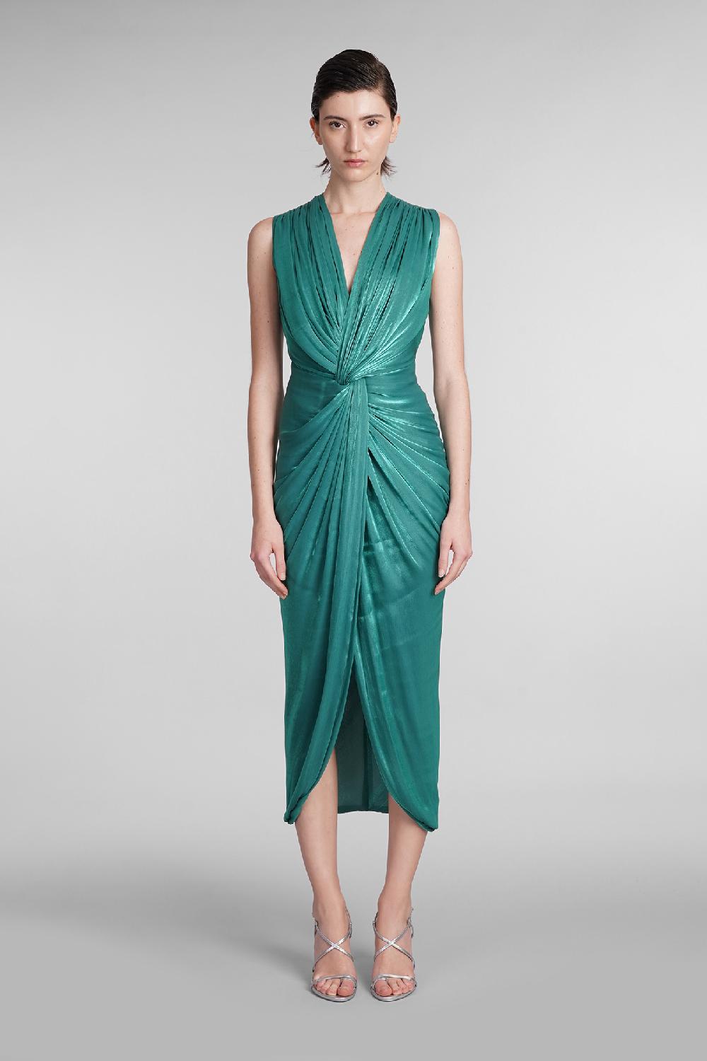 Deliberti Costarellos Abito franca in poliestere verde cod. 399503 - Deliberti The Luxury Shopping