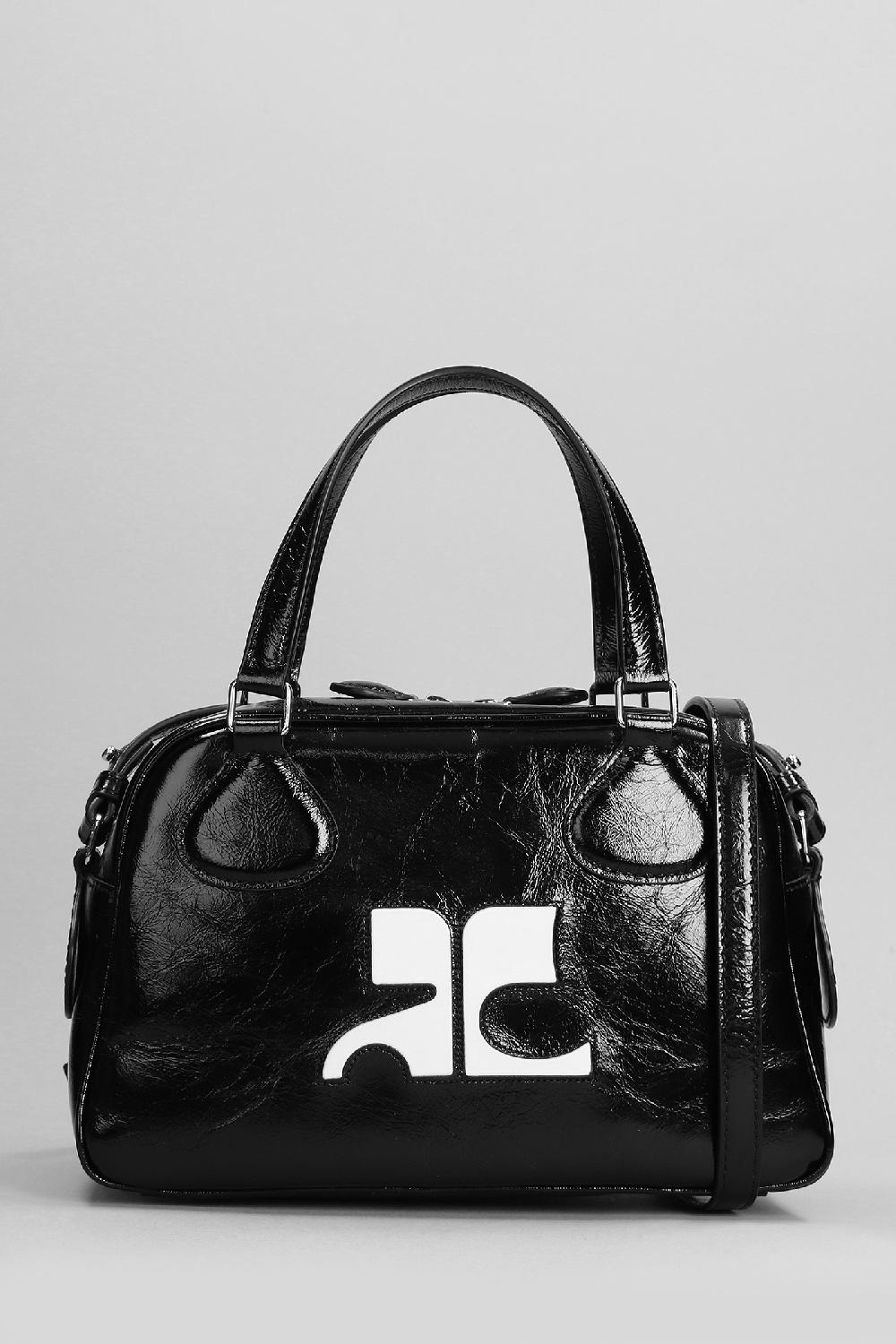 Deliberti Courreges Borsa a spalla bowling in vernice nera cod. 398513 - Deliberti The Luxury Shopping