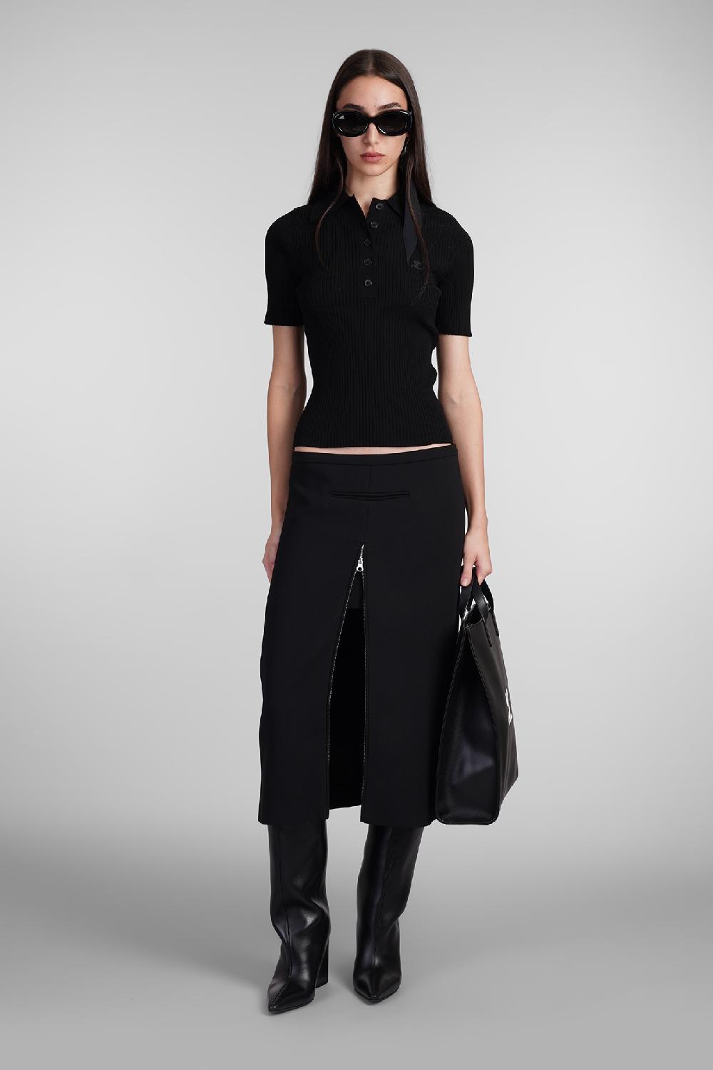 Deliberti Courreges Polo In Viscosa Nera Cod. 408561 - Deliberti The Luxury Shopping
