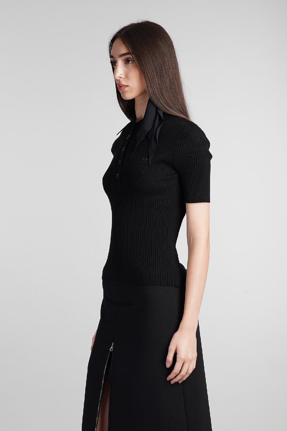 Deliberti Courreges Polo In Viscosa Nera Cod. 408561 - Deliberti The Luxury Shopping