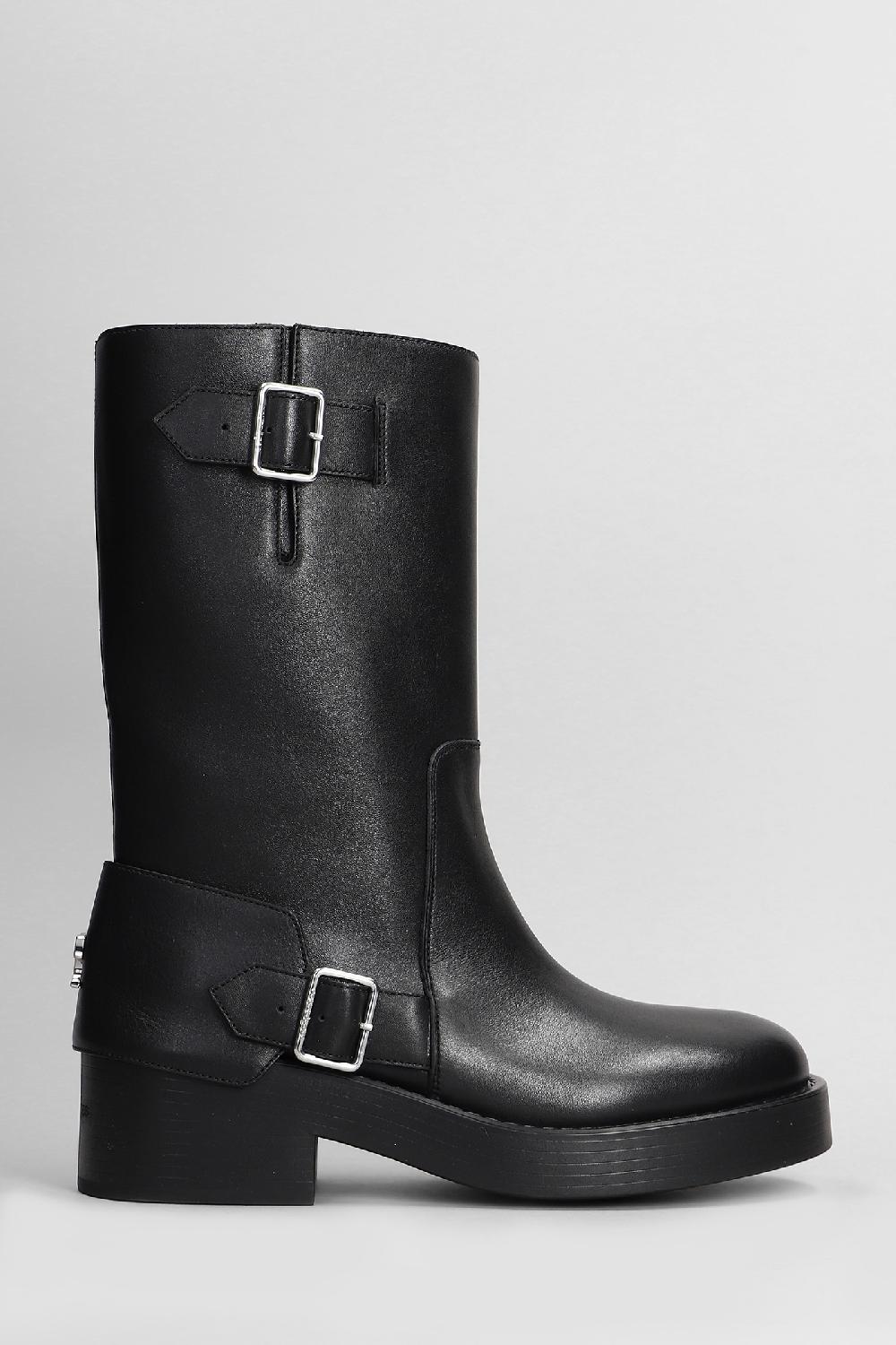 Deliberti Courreges Stivali tacco alto americana boots in pelle nera cod. 408573 - Deliberti The Luxury Shopping