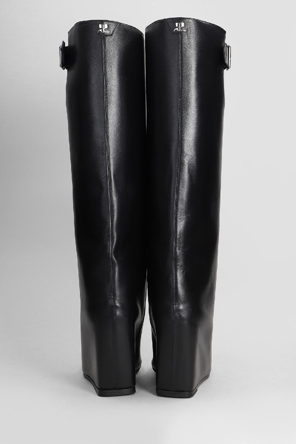 Deliberti Courreges Stivali Tacco Basso Astro Boots In Pelle Nera Cod. 408574 - Deliberti The Luxury Shopping