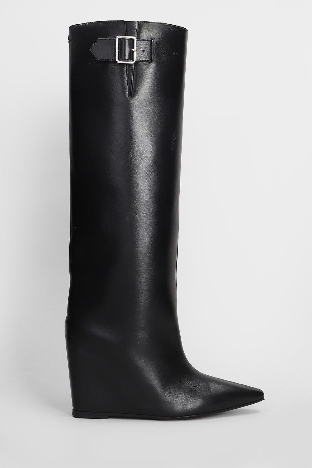 Deliberti Courreges Stivali tacco basso astro boots in pelle nera cod. 408574 - Deliberti The Luxury Shopping