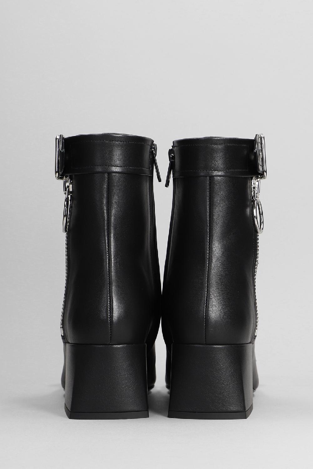 Deliberti Courreges Tronchetti Tacco Basso In Pelle Nera Cod. 392998 - Deliberti The Luxury Shopping