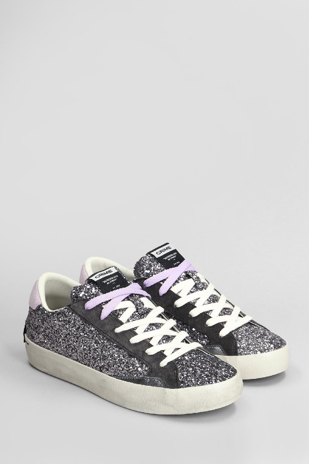 Deliberti Crime Sneakers Distressed In Glitter Viola Cod. 408212 - Deliberti The Luxury Shopping