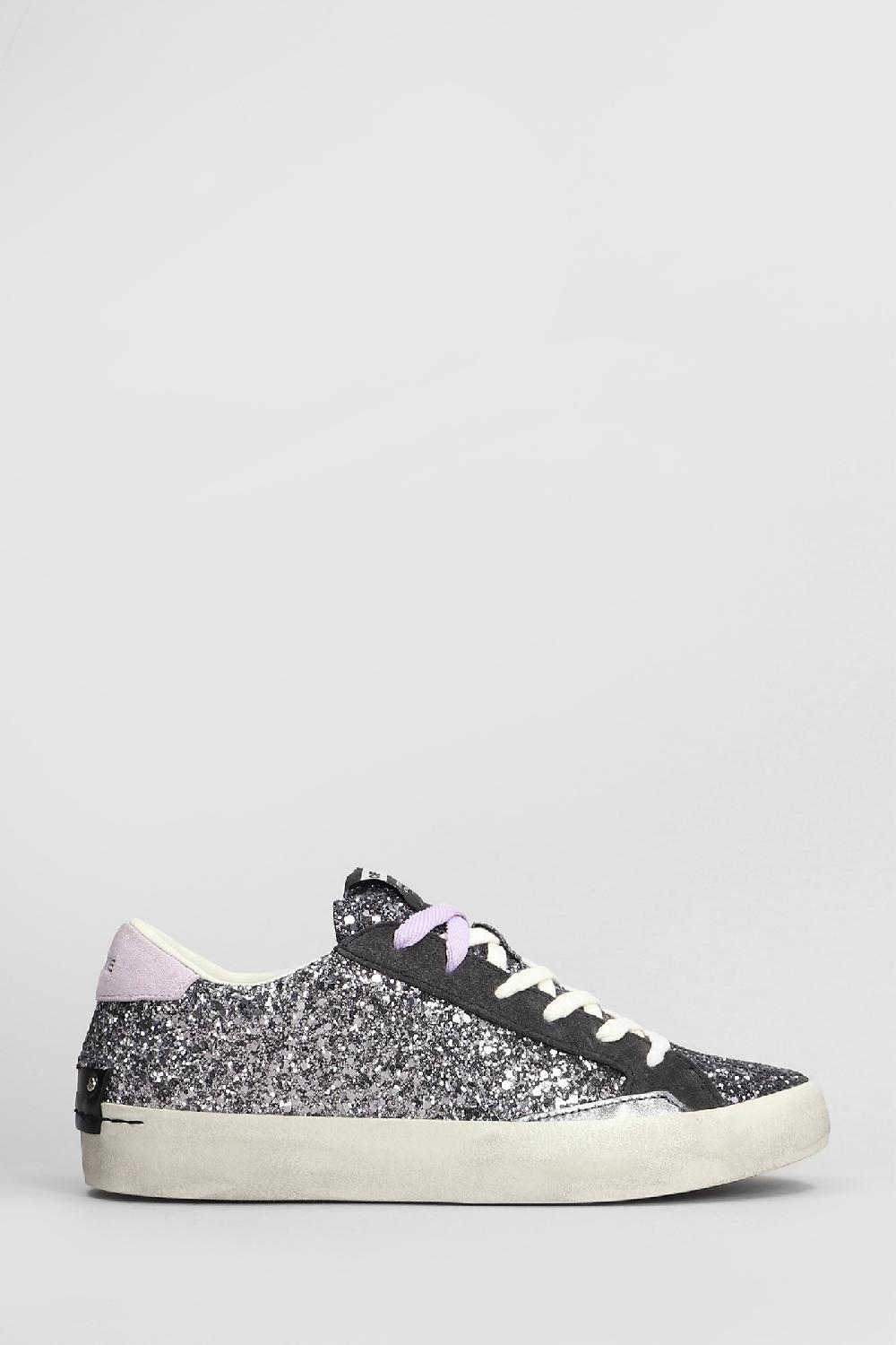 Deliberti Crime Sneakers distressed in glitter viola cod. 408212 - Deliberti The Luxury Shopping