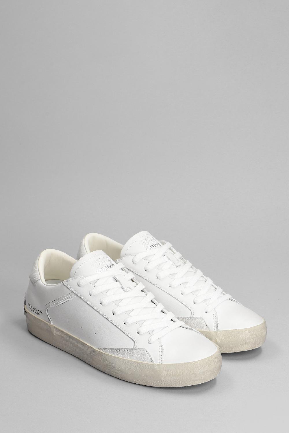 Deliberti Crime Sneakers Distressed In Pelle Bianca Cod. 368048 - Deliberti The Luxury Shopping