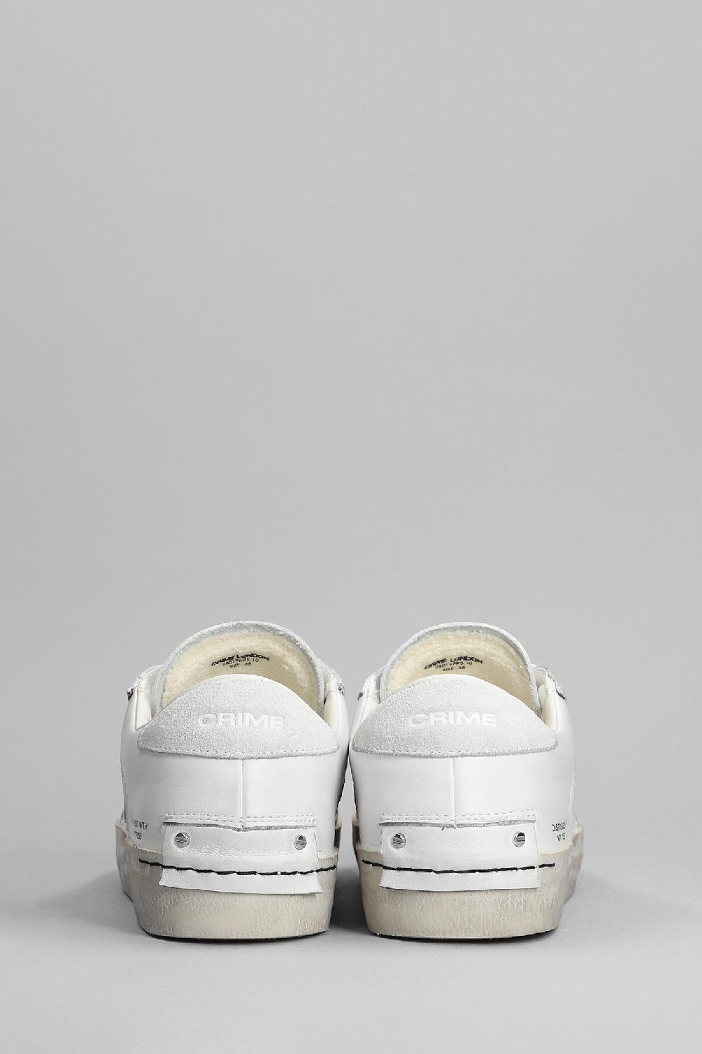 Deliberti Crime Sneakers Distressed In Pelle Bianca Cod. 368048 - Deliberti The Luxury Shopping