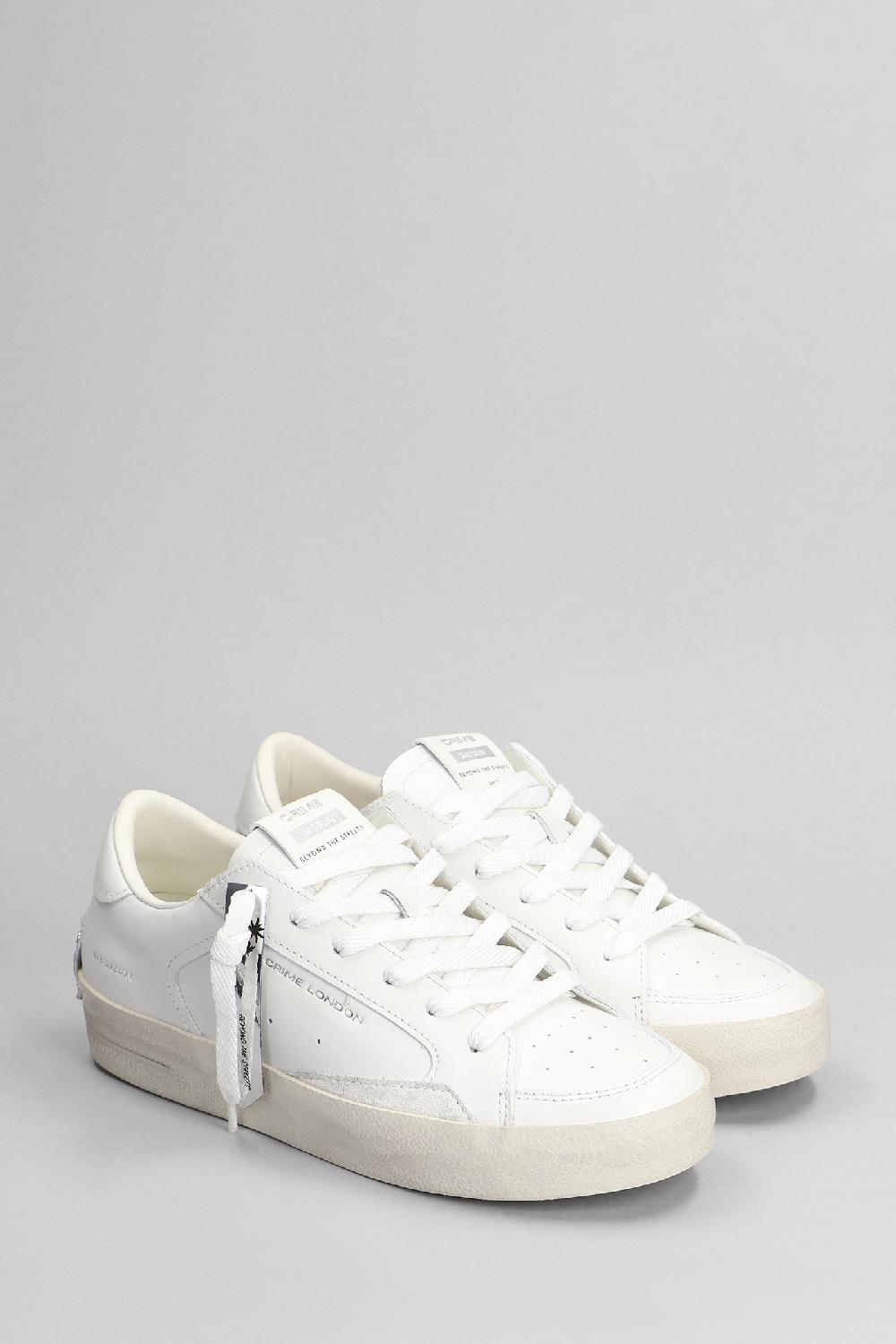 Deliberti Crime Sneakers Sk8 Deluxe In Pelle Bianca Cod. 402606 - Deliberti The Luxury Shopping