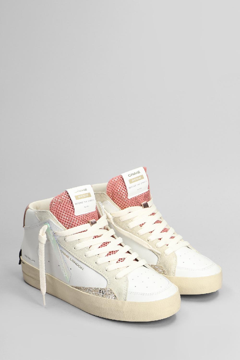 Deliberti Crime Sneakers Sk8 Deluxe Mid In Pelle Bianca Cod. 403878 - Deliberti The Luxury Shopping