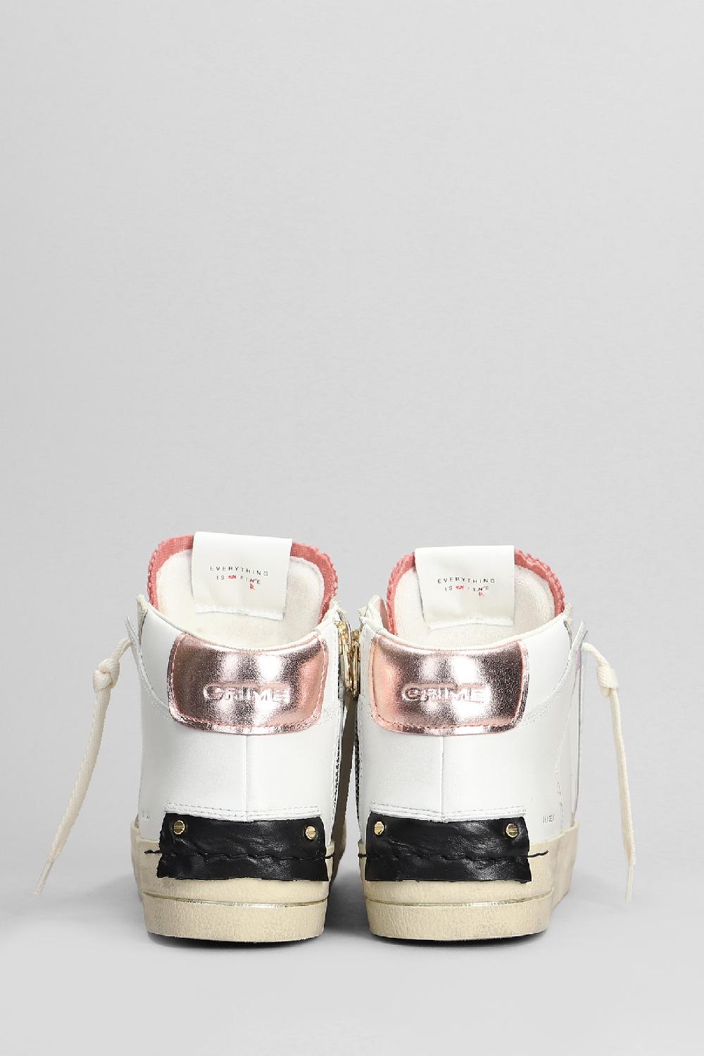 Deliberti Crime Sneakers Sk8 Deluxe Mid In Pelle Bianca Cod. 403878 - Deliberti The Luxury Shopping