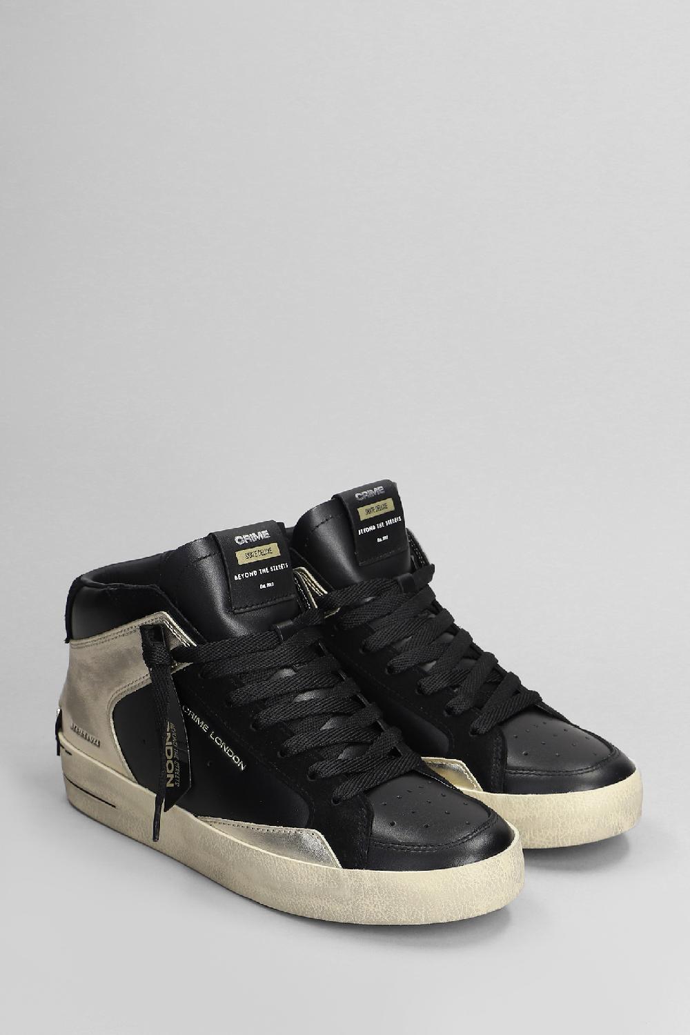Deliberti Crime Sneakers Sk8 Deluxe Mid In Pelle Nera Cod. 405414 - Deliberti The Luxury Shopping