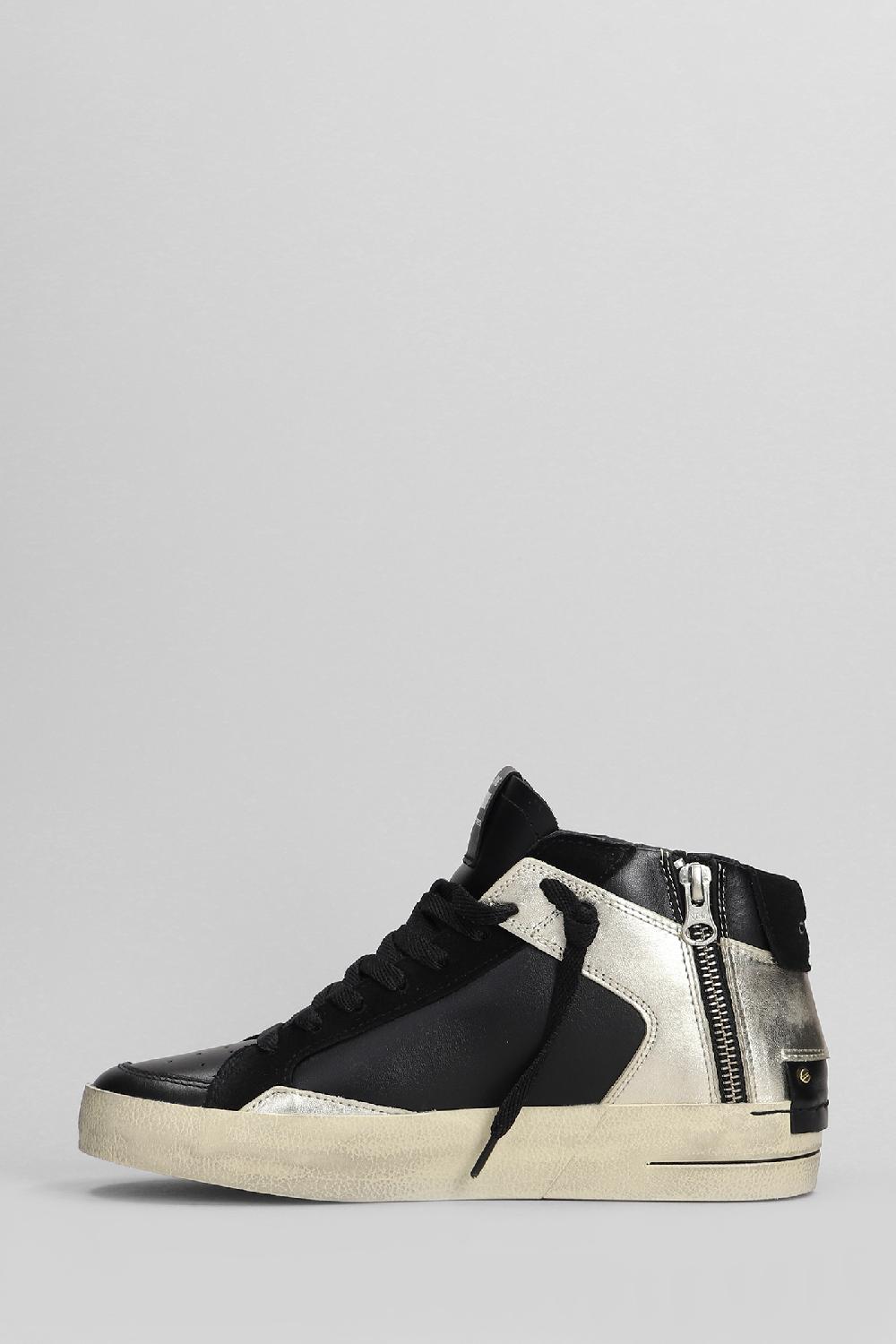 Deliberti Crime Sneakers Sk8 Deluxe Mid In Pelle Nera Cod. 405414 - Deliberti The Luxury Shopping