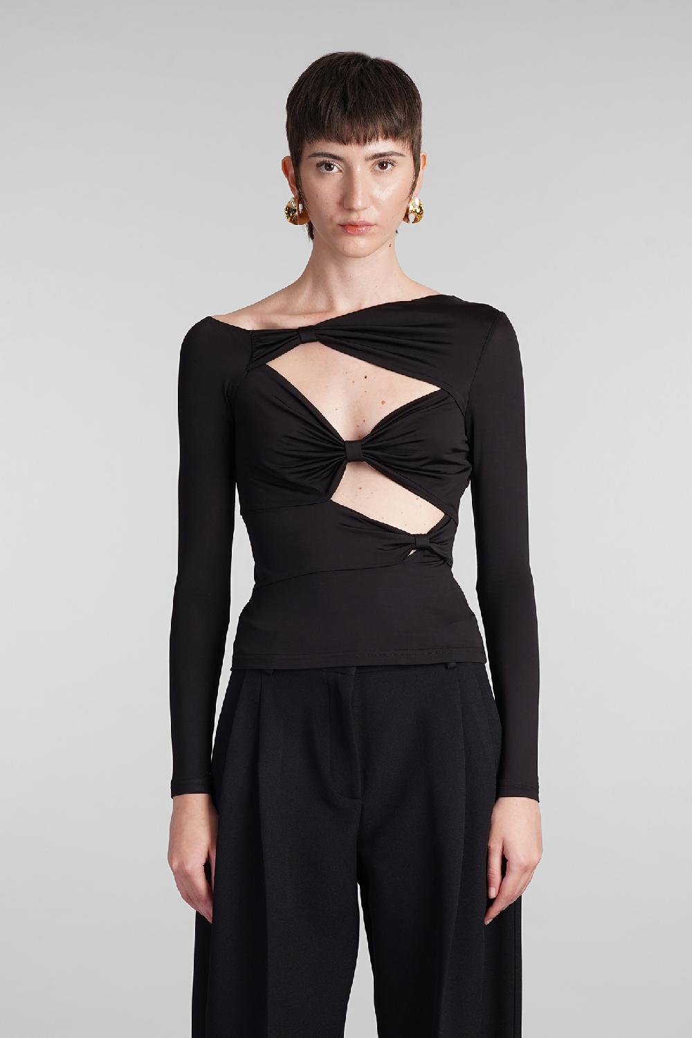 Deliberti Cult Gaia Topwear rosia in viscosa nera cod. 409549 - Deliberti The Luxury Shopping