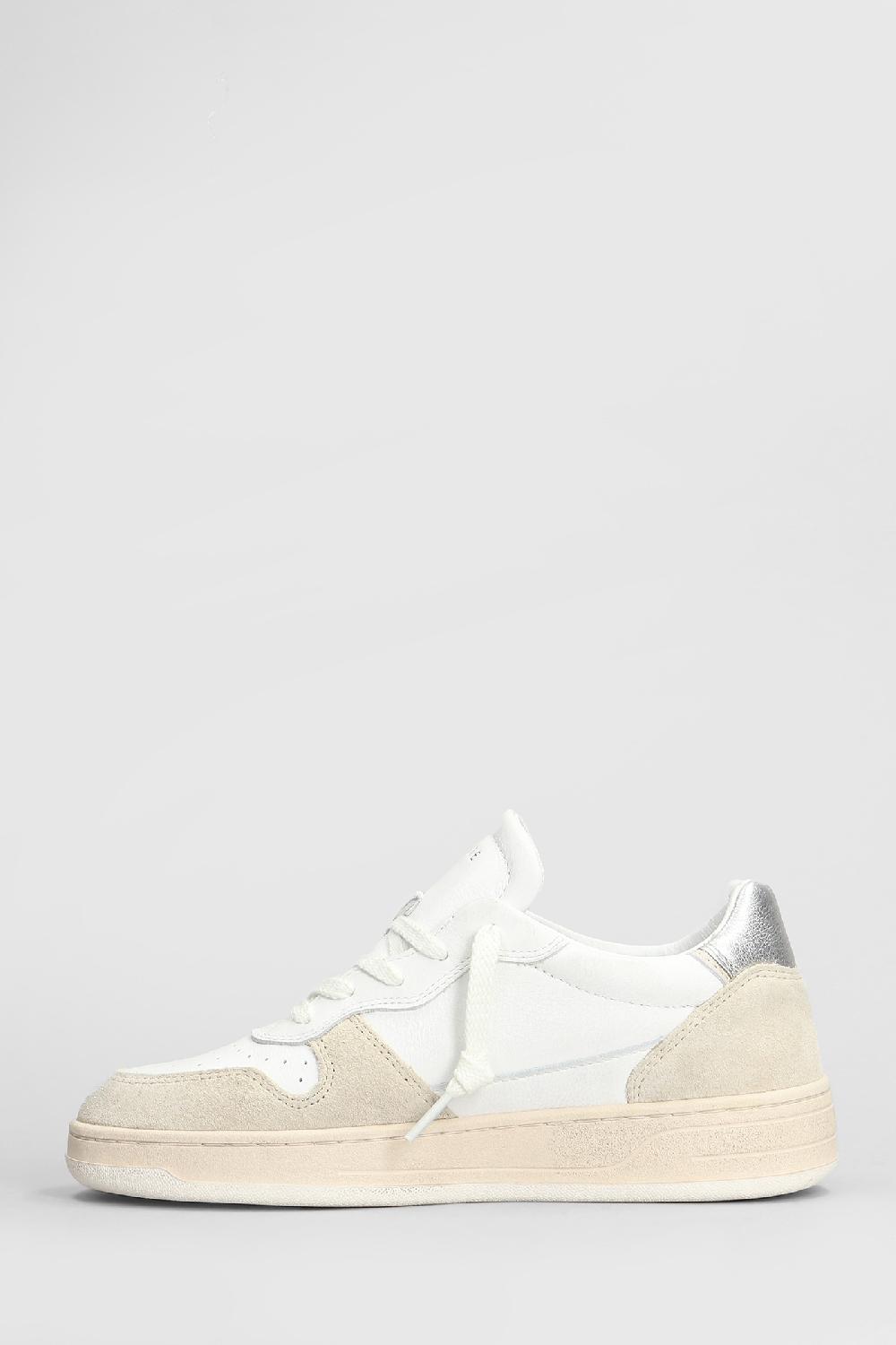Deliberti D.a.t.e. Sneakers Court 2.0 In Pelle E Camoscio Bianco Cod. 407518 - Deliberti The Luxury Shopping