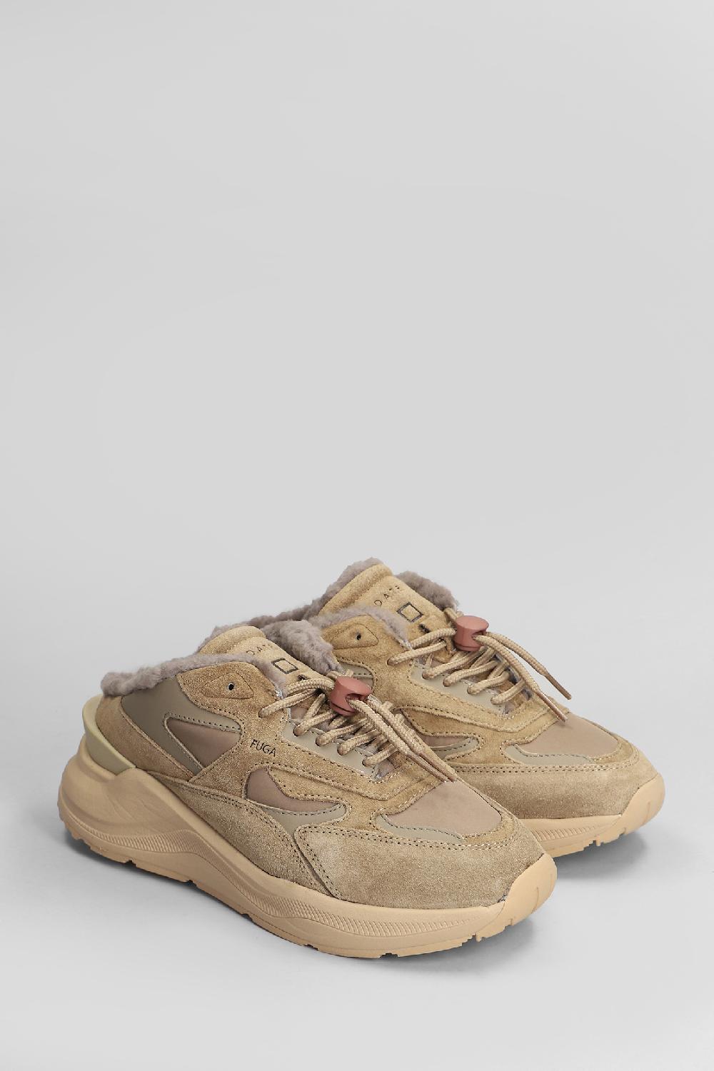Deliberti D.a.t.e. Sneakers Fuga Sabot In Camoscio E Tessuto Cuoio Naturale Cod. 407538 - Deliberti The Luxury Shopping