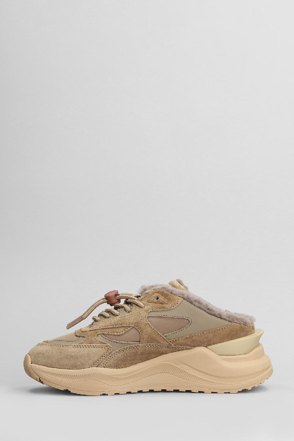 Deliberti D.a.t.e. Sneakers Fuga Sabot In Camoscio E Tessuto Cuoio Naturale Cod. 407538 - Deliberti The Luxury Shopping