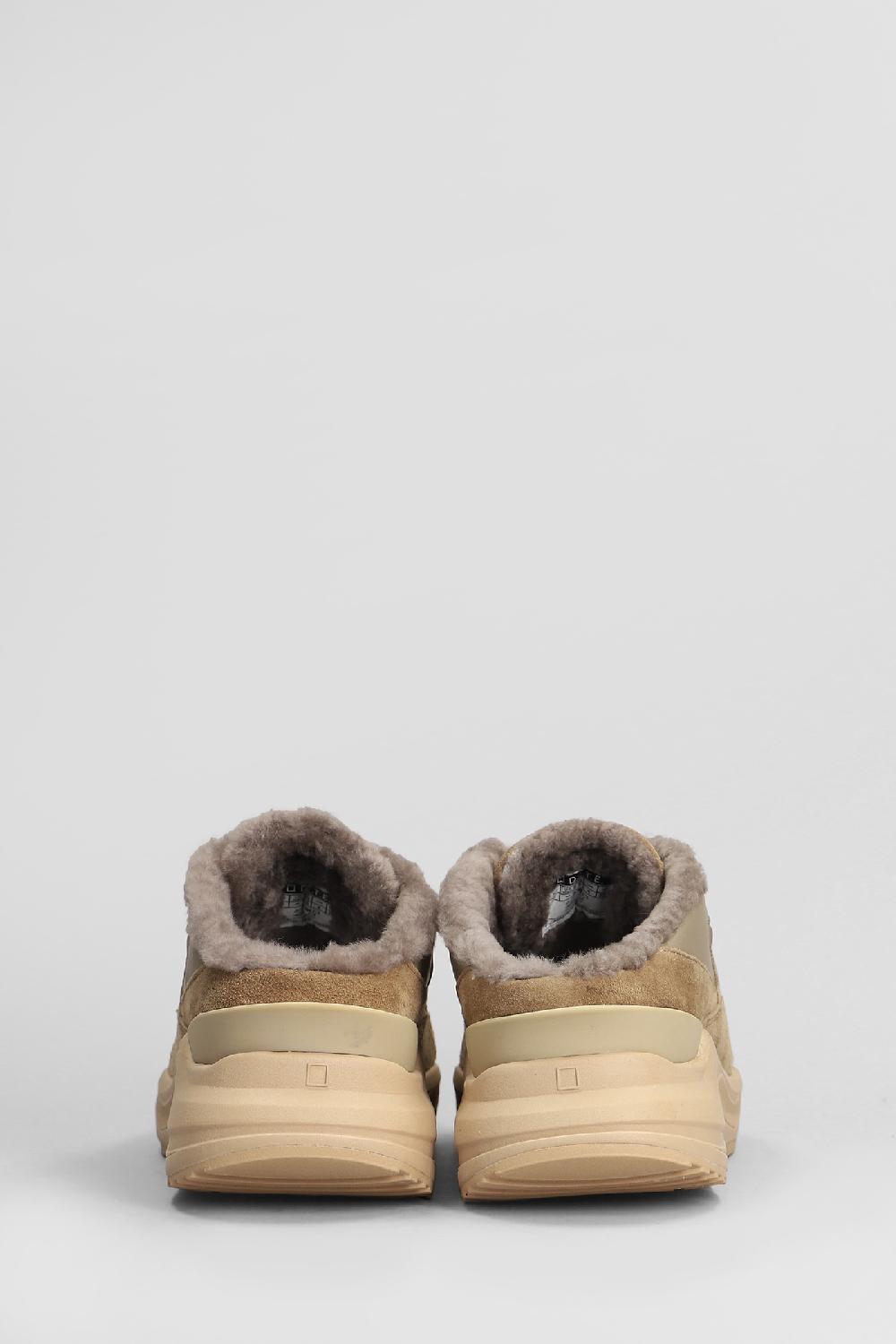 Deliberti D.a.t.e. Sneakers Fuga Sabot In Camoscio E Tessuto Cuoio Naturale Cod. 407538 - Deliberti The Luxury Shopping